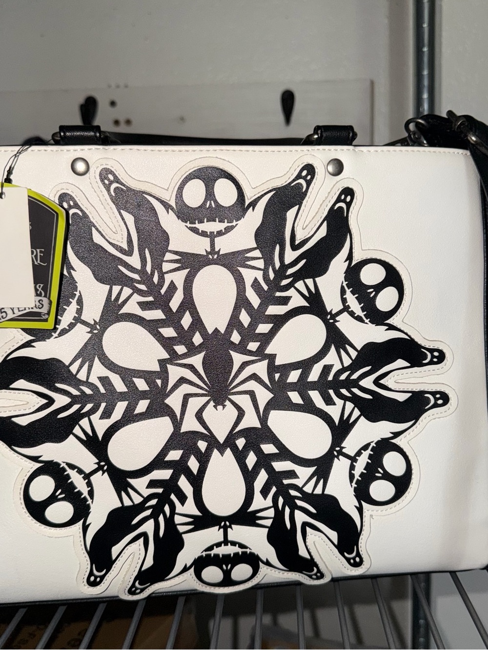 Loungefly White and Black Snowflake Skull Tote - Women Bags Totes